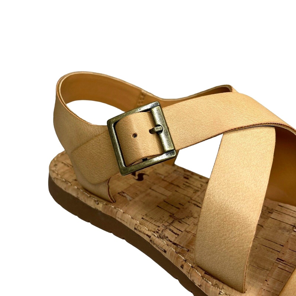 Korks Justicia Women's Strappy Flat Sandals‎ Size 7 Natural Beige Casual Shoes - Picture 6 of 13